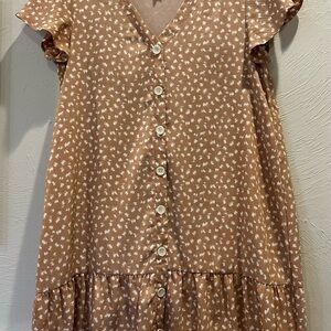 Love Brown and White Ruffled Tiered Sundress R1